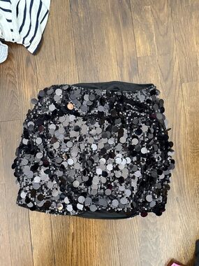 Black Sequin Mini Skirt - Women's Party Skirt